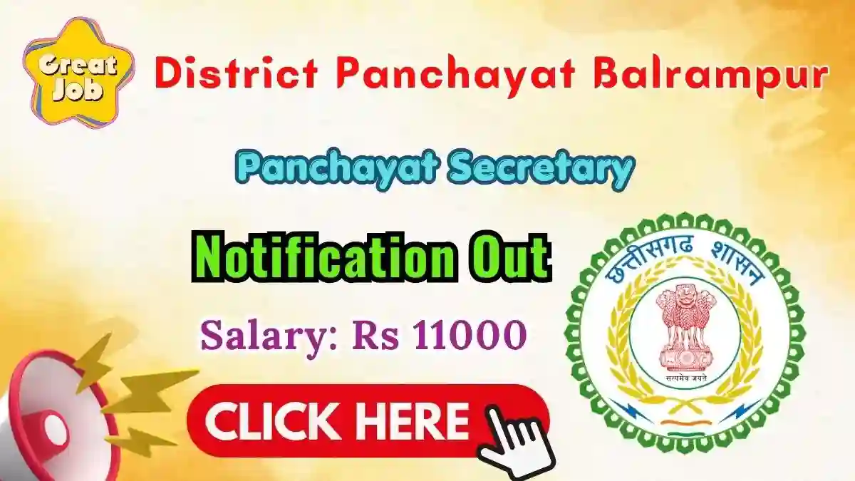 District Panchayat Balrampur Panchayat Secretary Recruitment 2026 - Apply Offline for 10 Posts District Panchayat Balrampur Panchayat Secretary Recruitment 2026 - Apply Offline for 10 Posts