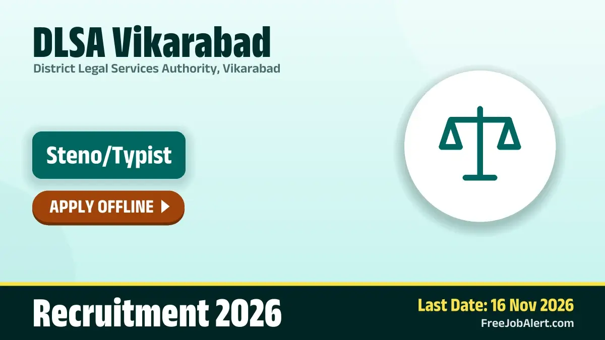 DLSA Vikarabad Steno/Typist Recruitment 2026 – Apply Offline