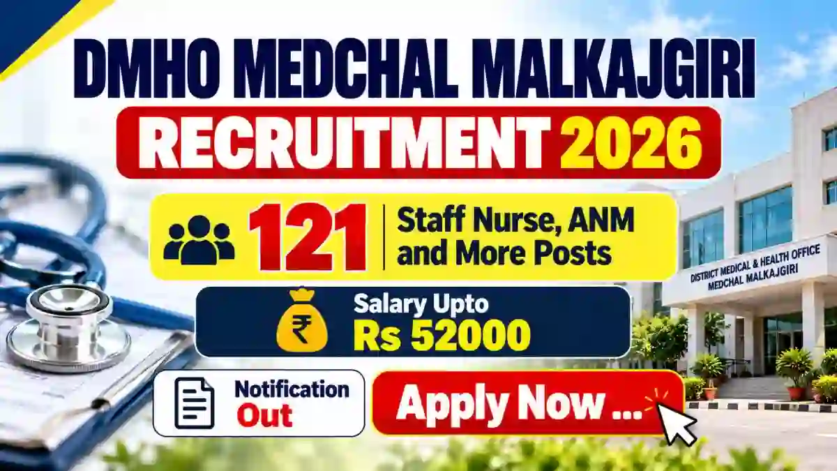 DMHO Medchal Malkajgiri Recruitment 2026 – Apply Offline for 121 Staff Nurse, ANM and More Posts