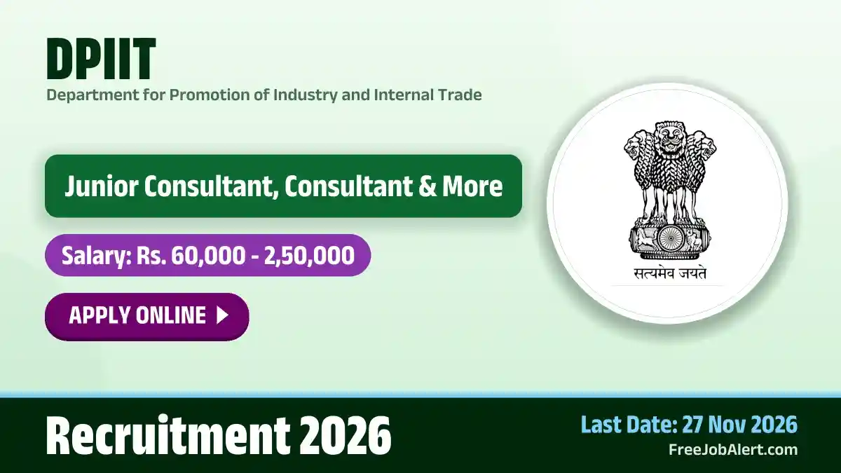 DPIIT Recruitment 2026 – Apply Online for 13 Junior Consultant, Consultant Posts