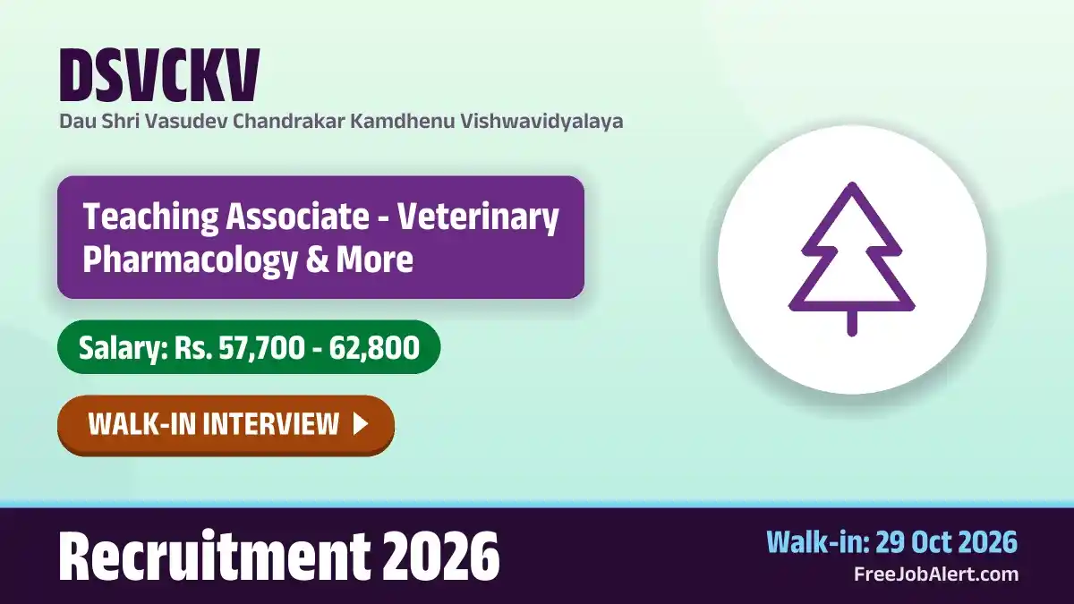 DSVCKV Teaching Associate Recruitment 2026 – Walkin for 10 Posts