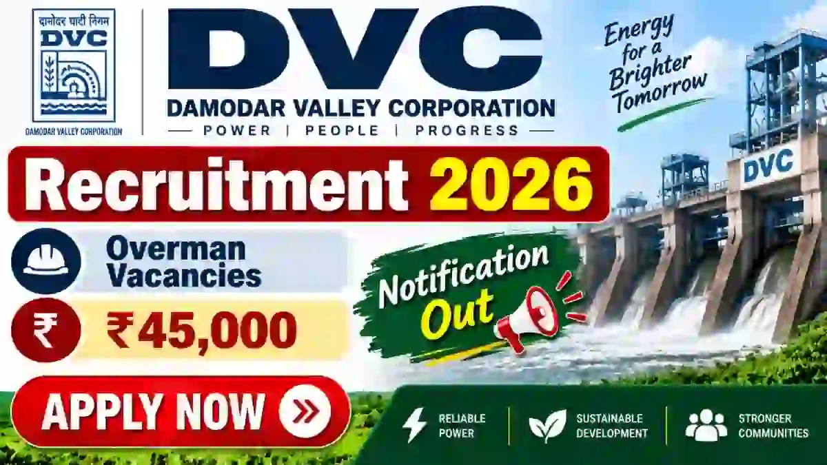 DVC Overman Recruitment 2026 - Apply Online for 09 Posts DVC Overman Recruitment 2026 - Apply Online for 09 Posts