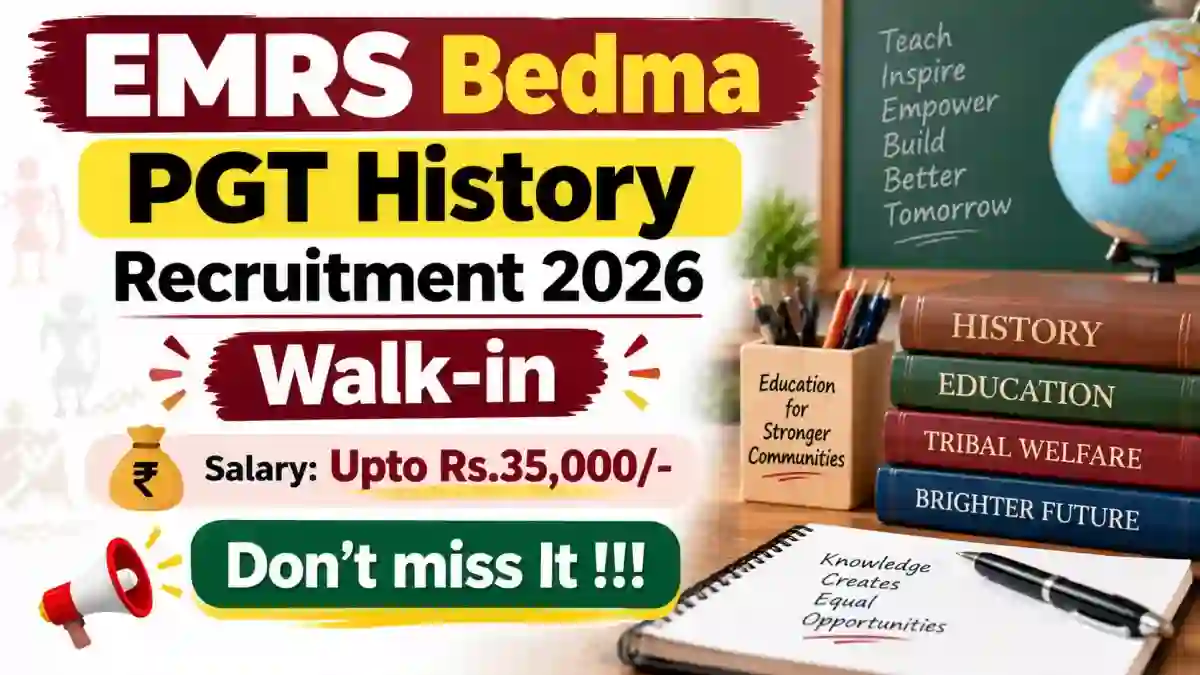 EMRS Bedma PGT History Recruitment 2026 - Walkin