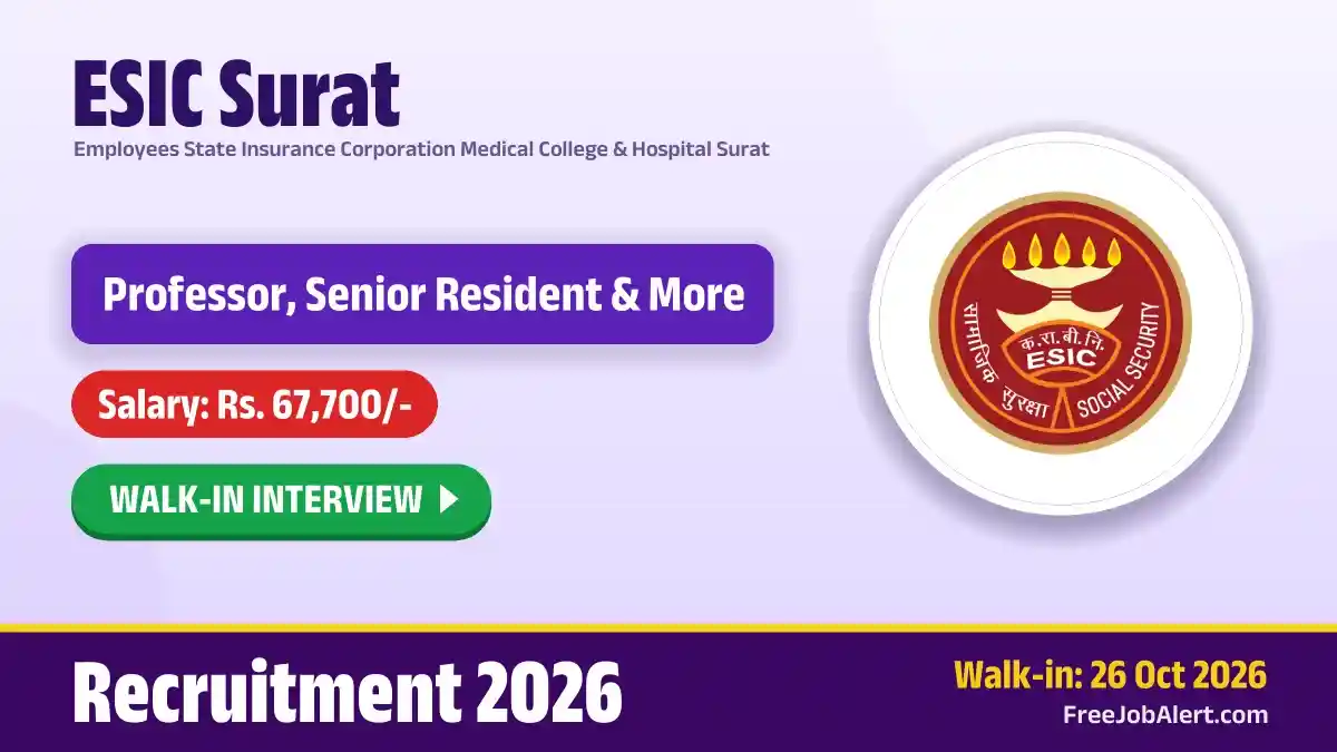 ESIC Surat Recruitment 2026 – Walkin for 29 Professor, Senior Resident and More Posts ESIC Surat Recruitment 2026 – Walkin for 29 Professor, Senior Resident and More Posts