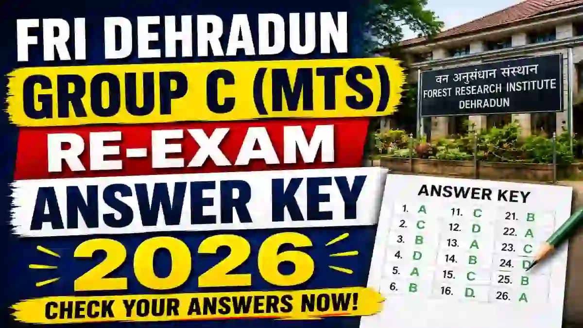 FRI Dehradun MTS Re-Exam Answer Key 2026 (Out) - Download Link at friexam.in FRI Dehradun MTS Re-Exam Answer Key 2026 (Out) - Download Link at friexam.in