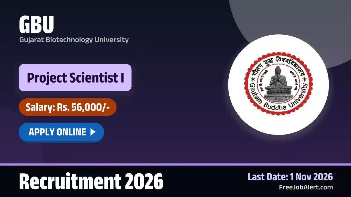 GBU Project Scientist I Recruitment 2026 – Apply Online