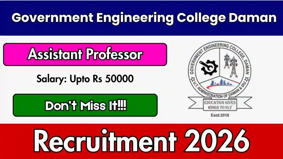 Government Engineering College Daman Assistant Professor Recruitment 2026 - Apply Offline