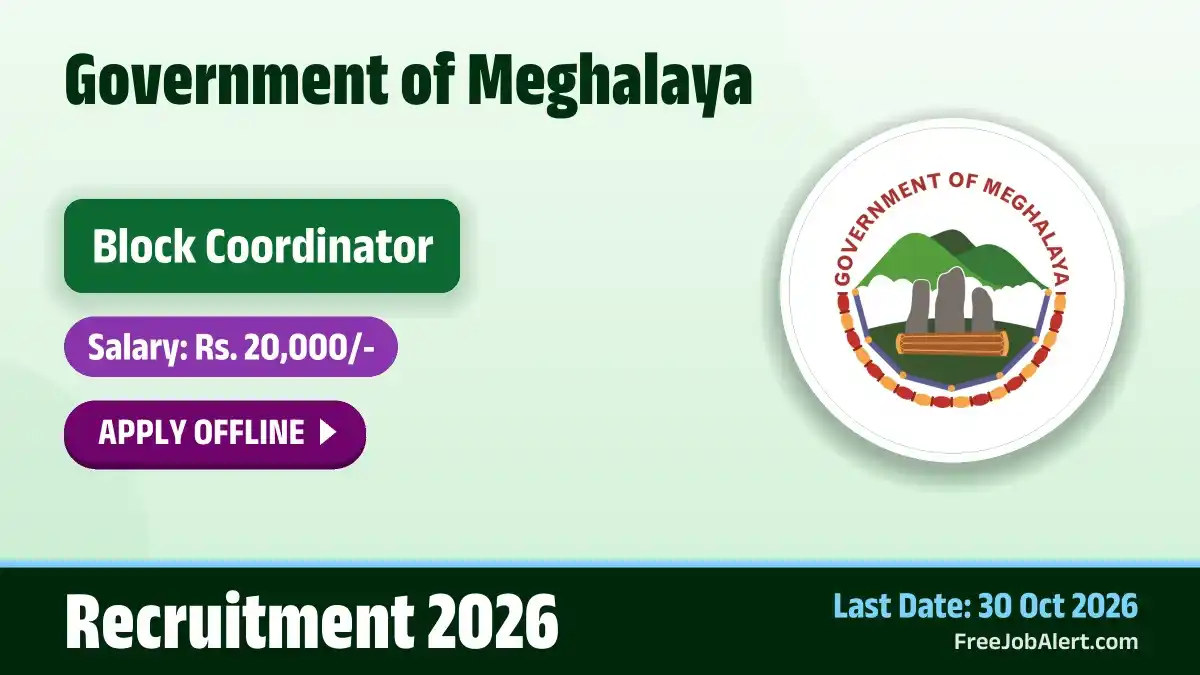 Government of Meghalaya Block Coordinator (ICDS Cell) Recruitment 2026 – Apply Offline
