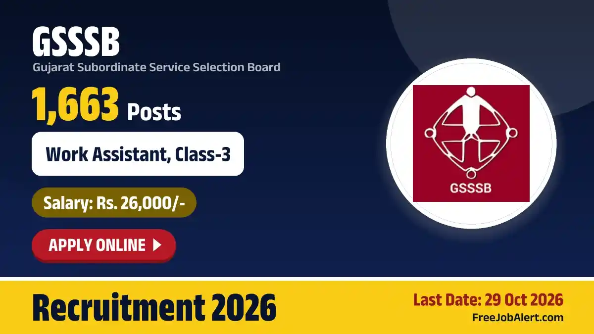 GSSSB Work Assistant Recruitment 2026 - Apply Online for 1663 Class 3 Posts GSSSB Work Assistant Recruitment 2026 - Apply Online for 1663 Class 3 Posts