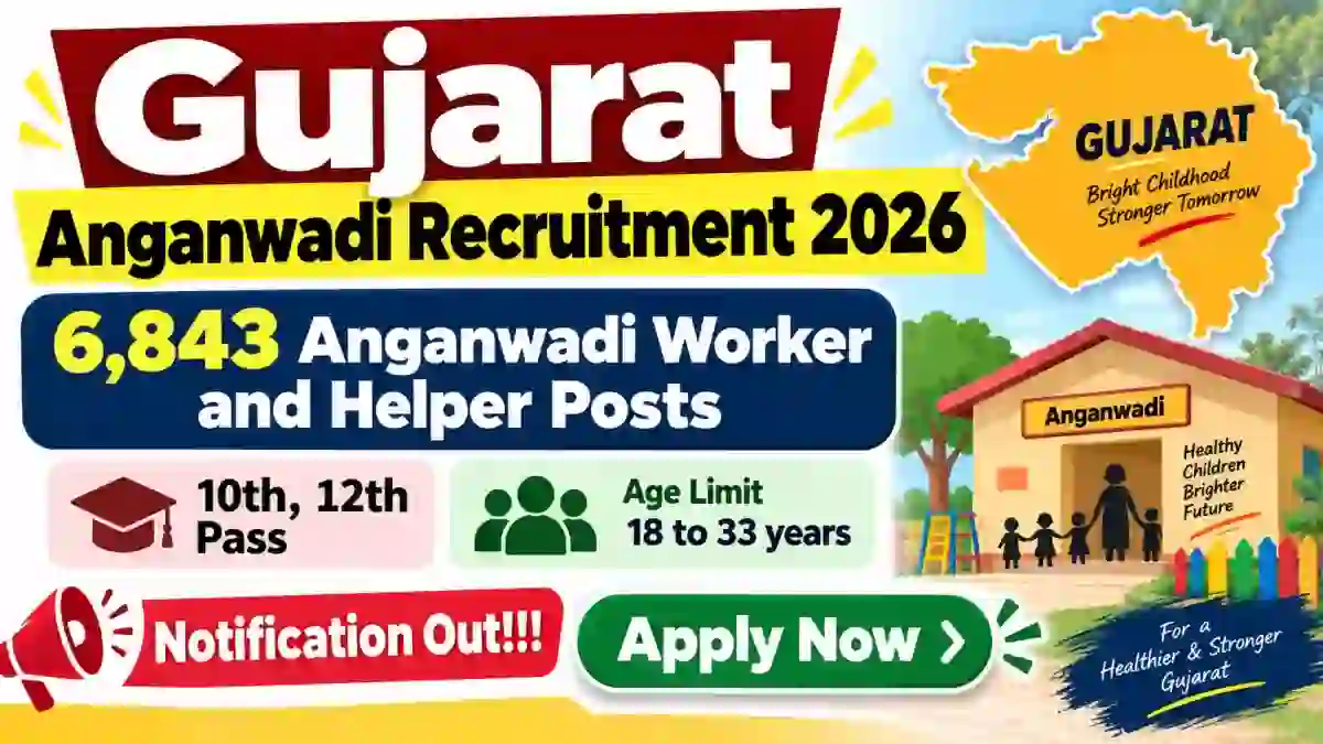 Gujarat Anganwadi Recruitment 2026 Notification Out - Apply Online for 6,843 Anganwadi Worker and Helper Posts Gujarat Anganwadi Recruitment 2026 Notification Out - Apply Online for 6,843 Anganwadi Worker and Helper Posts