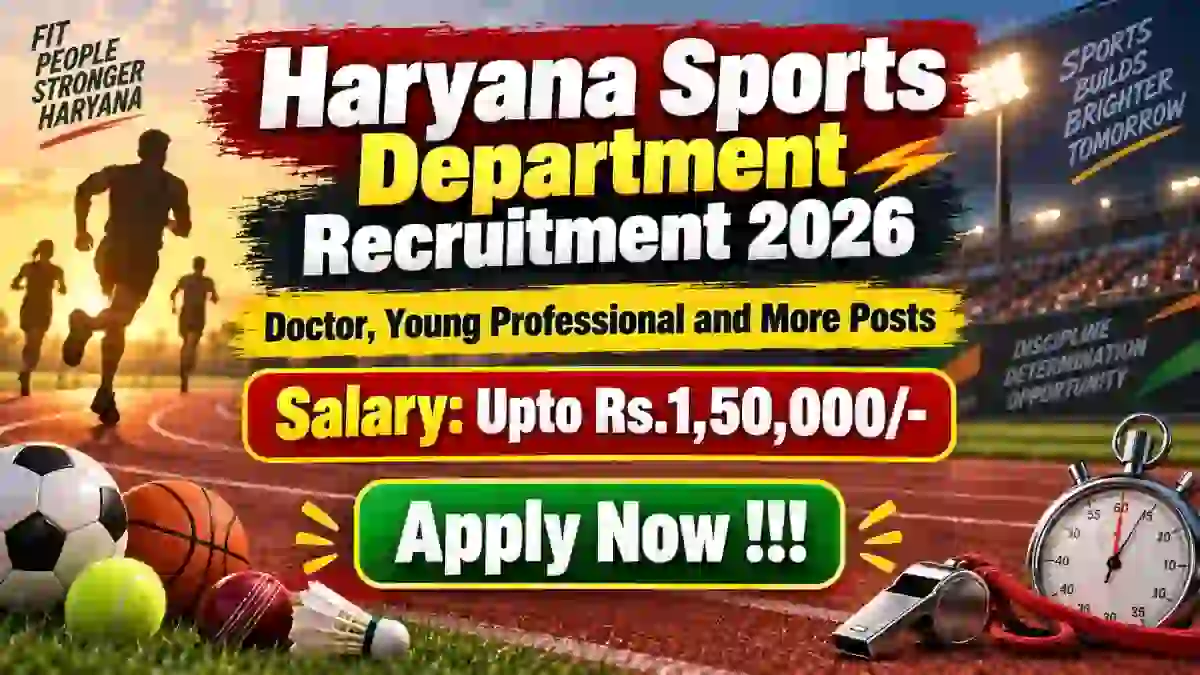 Haryana Sports Department Recruitment 2026 - Apply Offline for Doctor, Young Professional and More Posts Haryana Sports Department Recruitment 2026 - Apply Offline for Doctor, Young Professional and More Posts