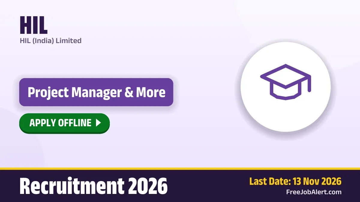 HIL Recruitment 2026 – Apply Offline for 2 Project Manager, Assistant Project Manager Posts HIL Recruitment 2026 – Apply Offline for 2 Project Manager, Assistant Project Manager Posts