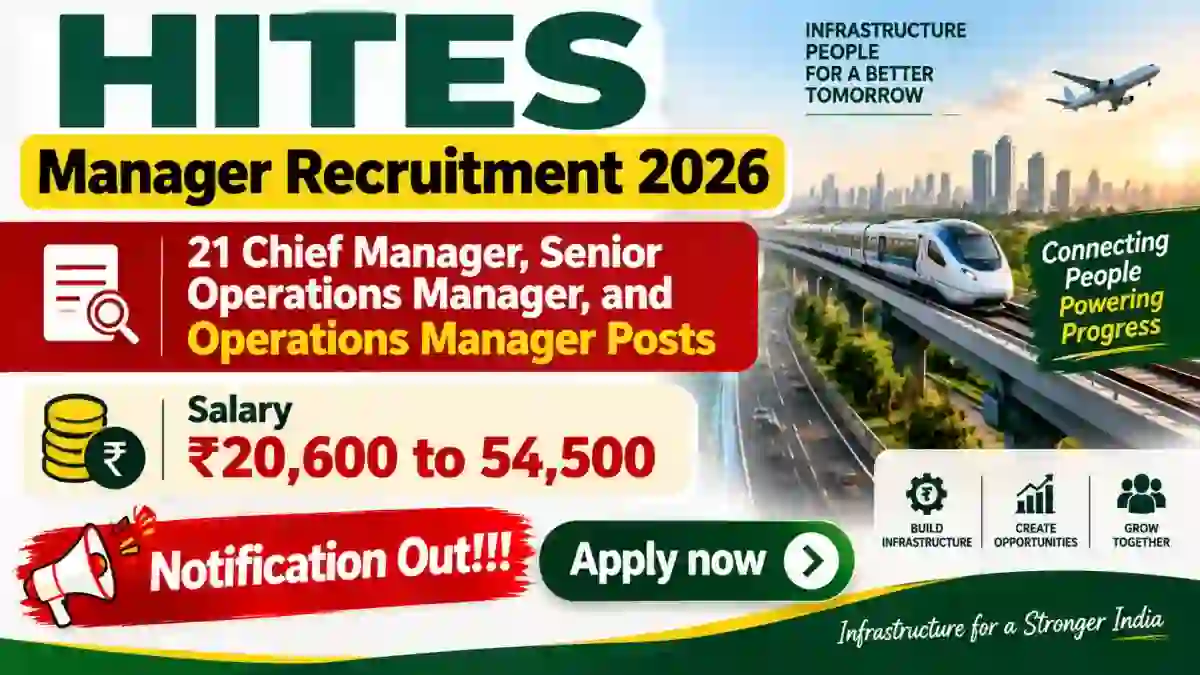 HITES Manager Recruitment 2026 - Apply Online for 21 Chief Manager, Senior Operations Manager, and Operations Manager Posts HITES Manager Recruitment 2026 - Apply Online for 21 Chief Manager, Senior Operations Manager, and Operations Manager Posts