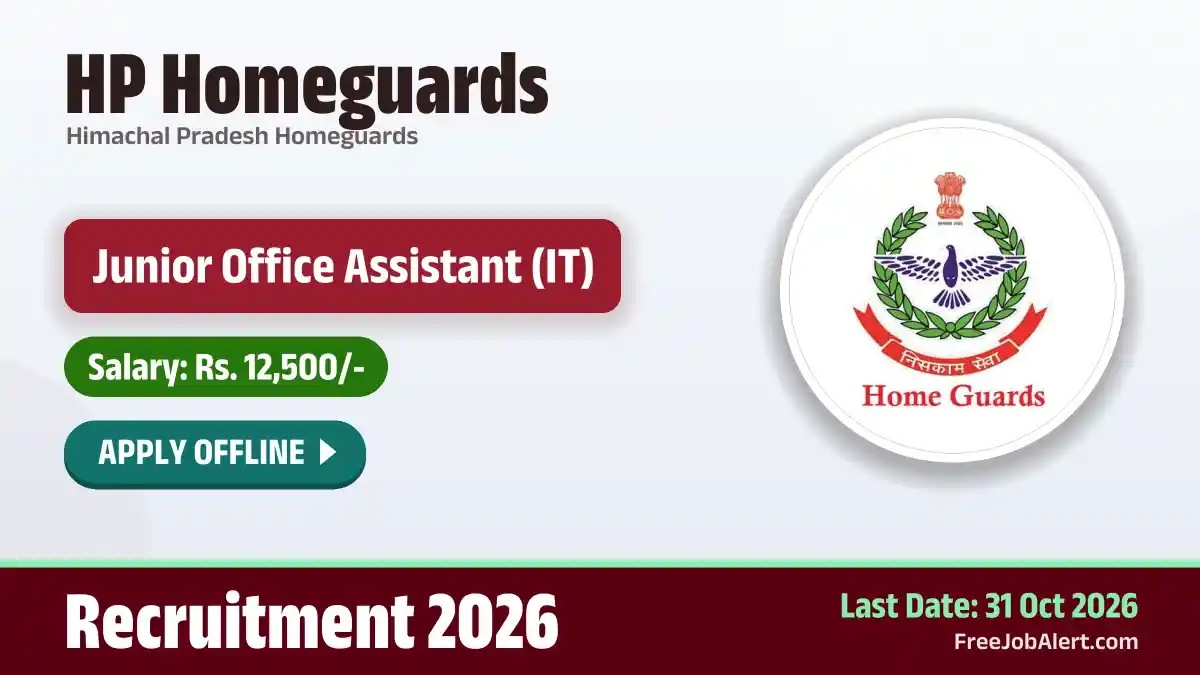HP Homeguards Junior Office Assistant Recruitment 2026 – Apply Offline HP Homeguards Junior Office Assistant Recruitment 2026 – Apply Offline