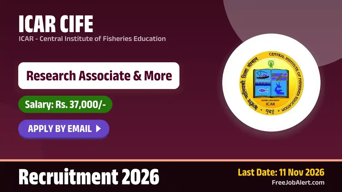 ICAR CIFE Recruitment 2026 – Apply Online for 2 Research Associate, Junior Research Fellowship Posts ICAR CIFE Recruitment 2026 – Apply Online for 2 Research Associate, Junior Research Fellowship Posts