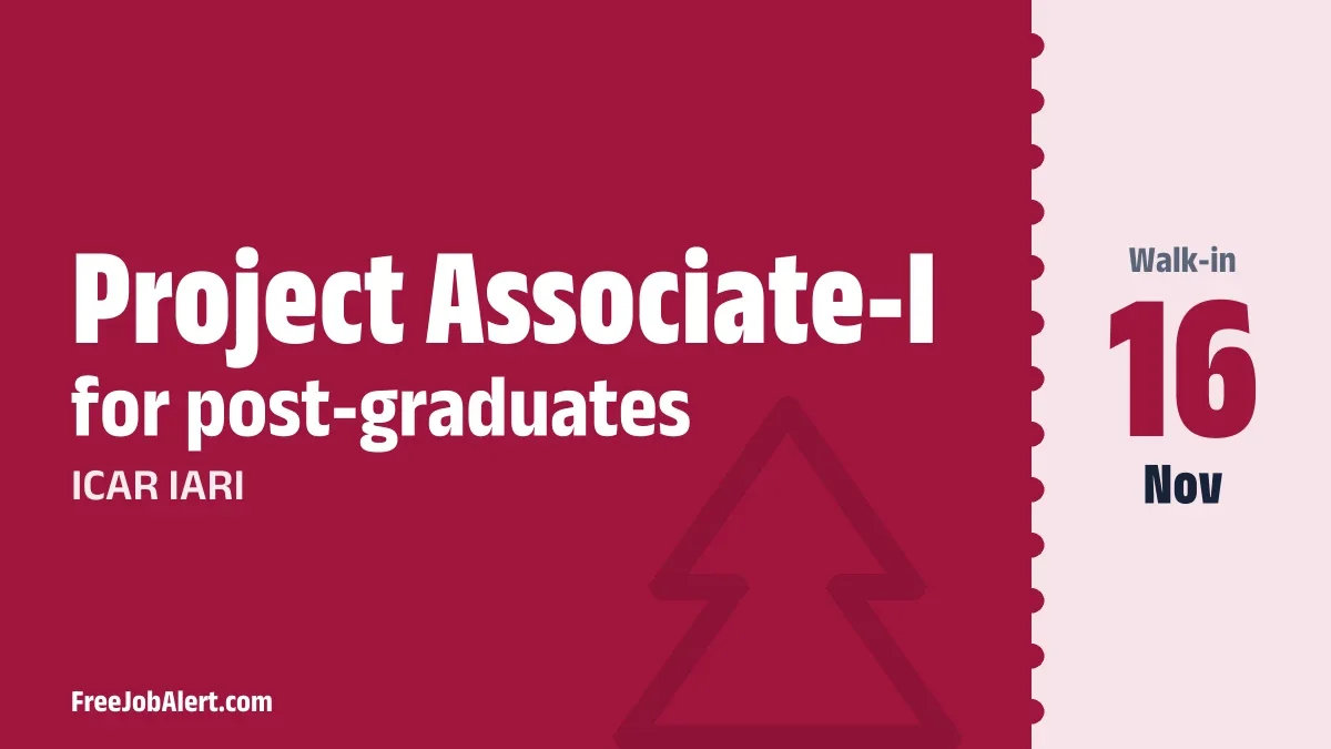 ICAR IARI Project Associate I Recruitment 2026 – Walkin ICAR IARI Project Associate I Recruitment 2026 – Walkin