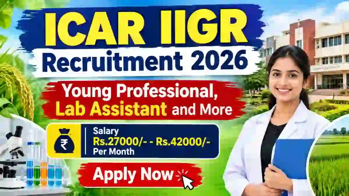ICAR IIGR Recruitment 2026 - Apply Online for Young Professional, Lab Assistant and More Posts