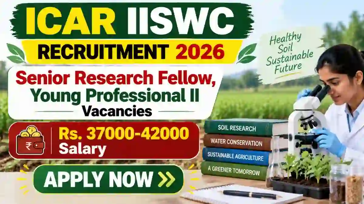 ICAR IISWC Recruitment 2026 - Walkin for Senior Research Fellow, Young Professional II Posts ICAR IISWC Recruitment 2026 - Walkin for Senior Research Fellow, Young Professional II Posts