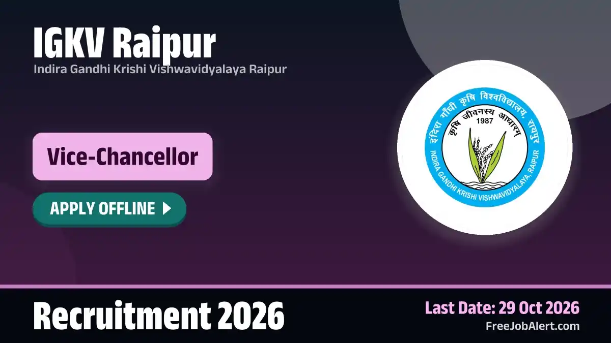 IGKV Raipur Vice-Chancellor Recruitment 2026 – Apply Offline IGKV Raipur Vice-Chancellor Recruitment 2026 – Apply Offline