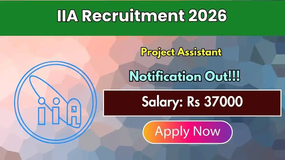 IIA Project Assistant Recruitment 2026 - Walkin IIA Project Assistant Recruitment 2026 - Walkin