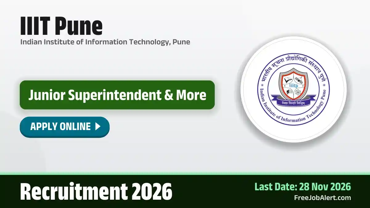 IIIT Pune Non Teaching Recruitment 2026 – Apply Online for 8 Junior Superintendent, Junior Engineer Posts IIIT Pune Non Teaching Recruitment 2026 – Apply Online for 8 Junior Superintendent, Junior Engineer Posts