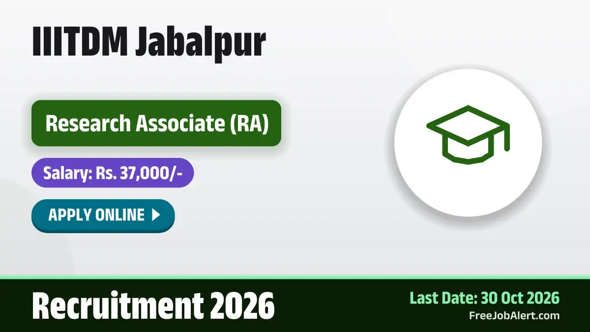 IIITDM Jabalpur Research Associate Recruitment 2026 – Apply Online IIITDM Jabalpur Research Associate Recruitment 2026 – Apply Online