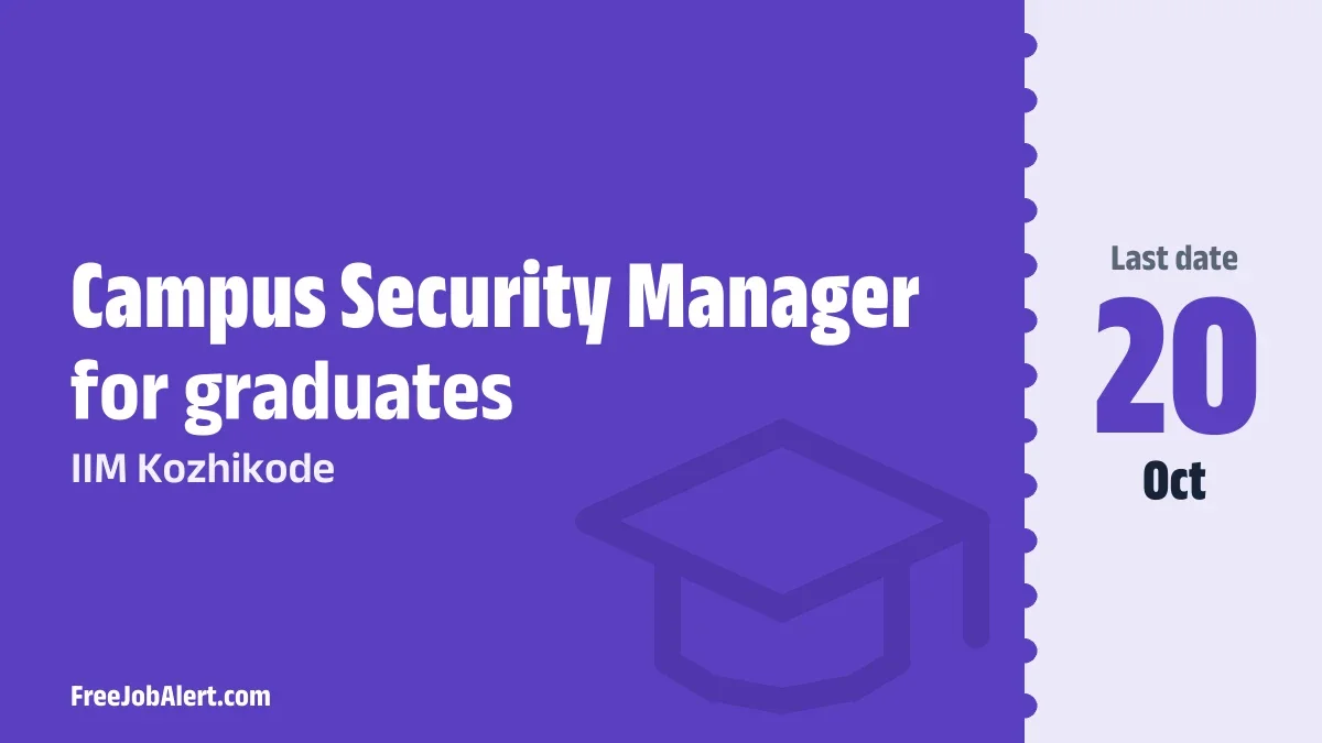 IIM Kozhikode Campus Security Manager Recruitment 2026 – Apply Online