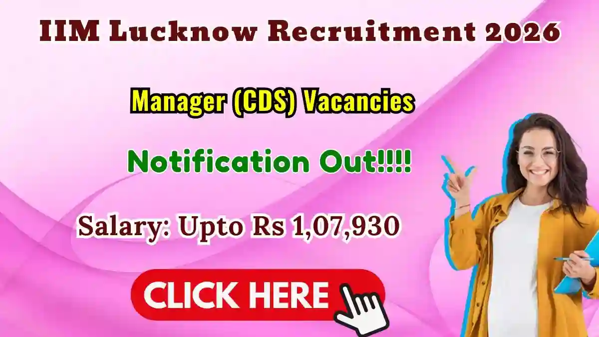 IIM Lucknow Manager Recruitment 2026 - Apply Online