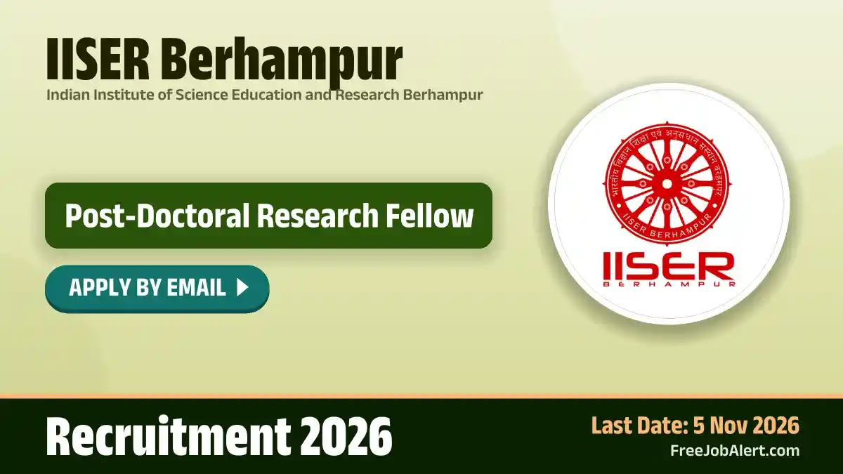 IISER Berhampur Post-Doctoral Research Fellow Recruitment 2026 – Apply Online IISER Berhampur Post-Doctoral Research Fellow Recruitment 2026 – Apply Online