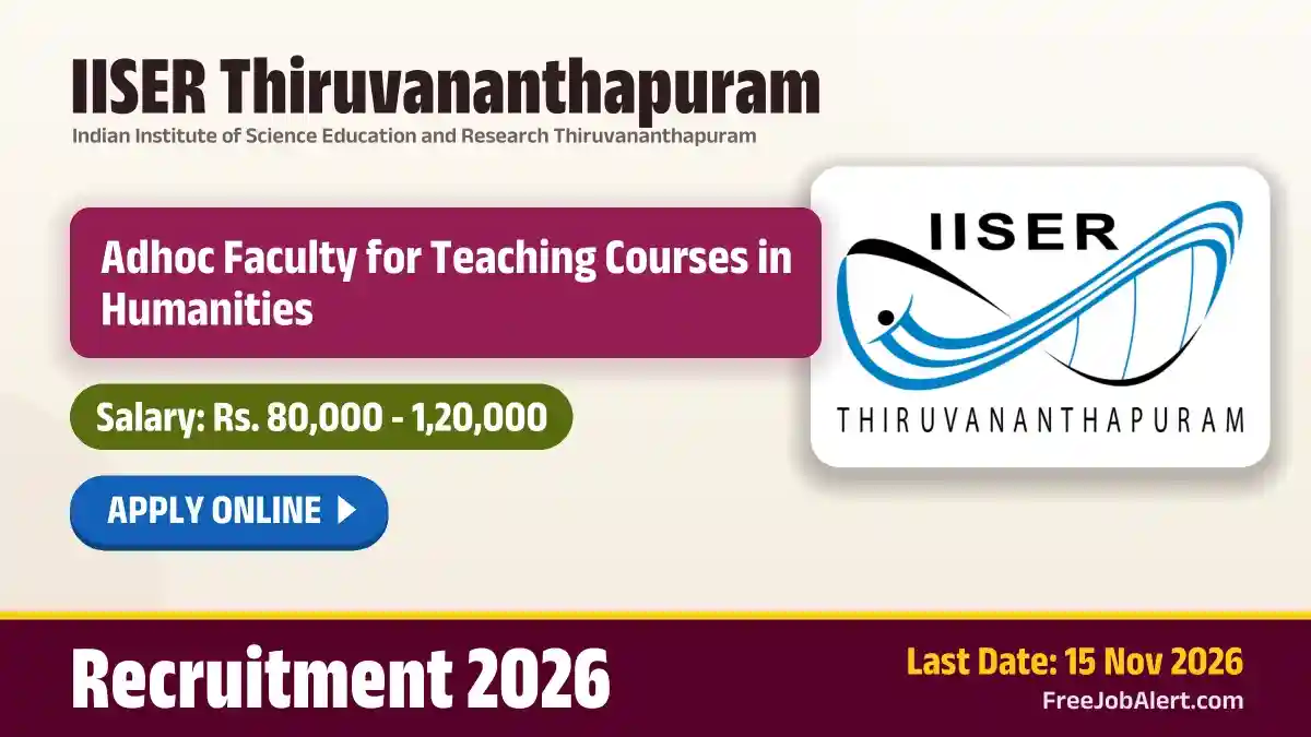 IISER Thiruvananthapuram Adhoc Faculty Recruitment 2026 – Apply Online IISER Thiruvananthapuram Adhoc Faculty Recruitment 2026 – Apply Online