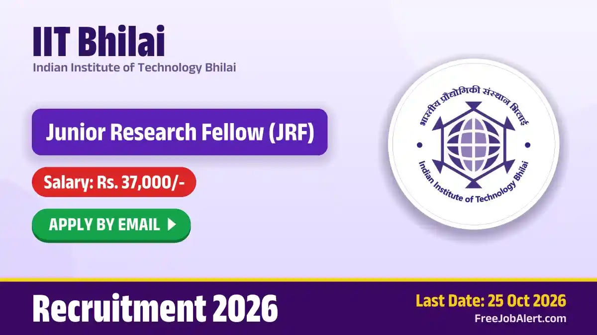 IIT Bhilai Junior Research Fellow Recruitment 2026 – Apply Online