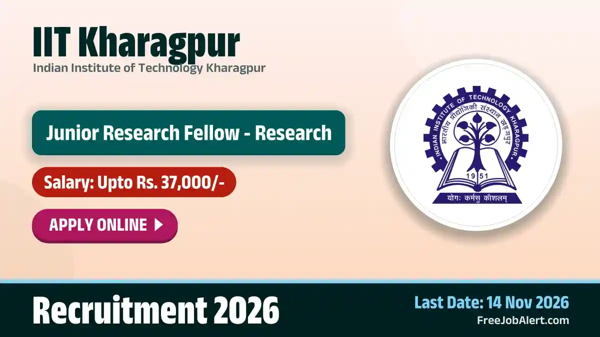 IIT Kharagpur Junior Research Fellow (Chemical Engineering) Recruitment 2026 – Apply Online
