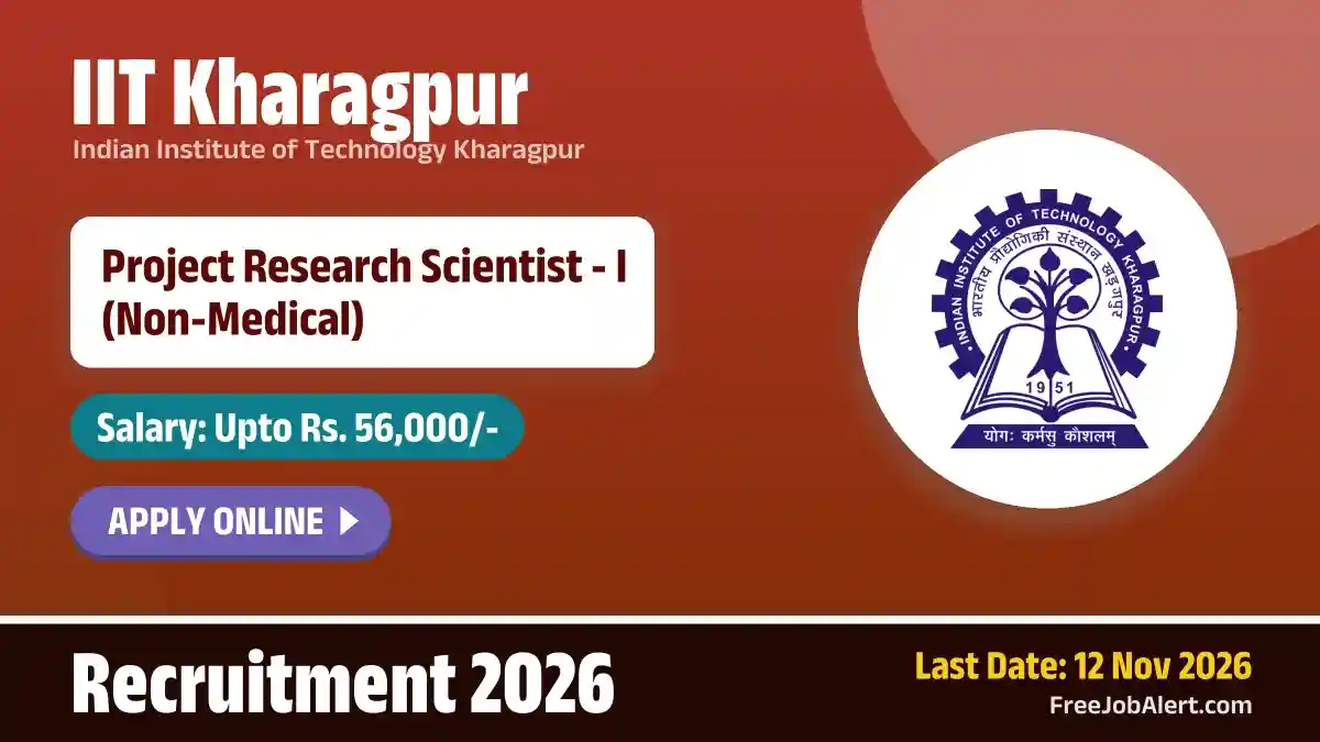 IIT Kharagpur Project Research Scientist I Recruitment 2026 – Apply Online
