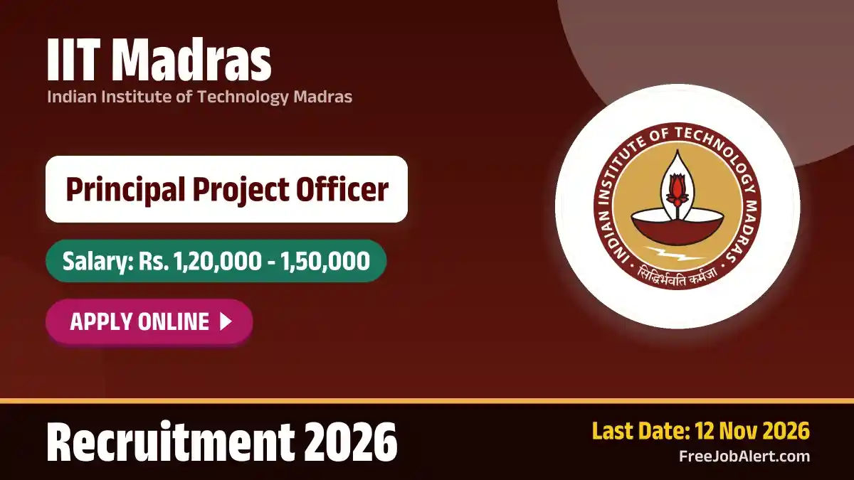 IIT Madras Principal Project Officer Recruitment 2026 – Apply Online