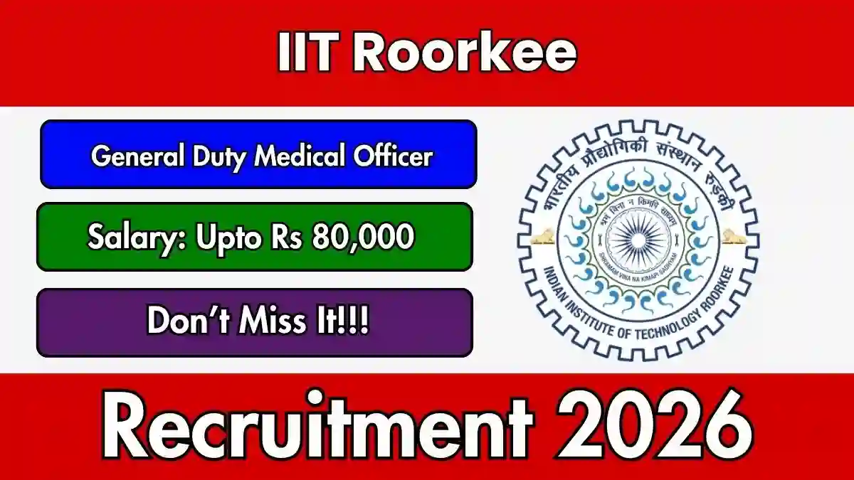IIT Roorkee General Duty Medical Officer Recruitment 2026 - Walkin IIT Roorkee General Duty Medical Officer Recruitment 2026 - Walkin