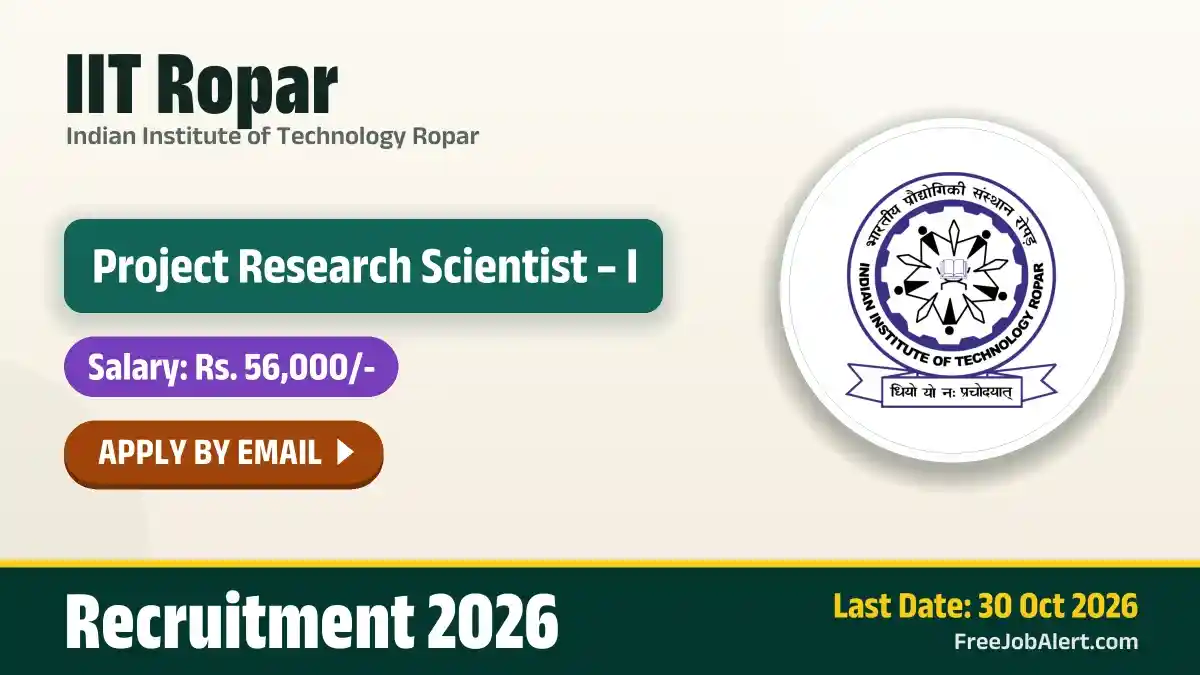 IIT Ropar Project Research Scientist I Recruitment 2026 – Apply Online IIT Ropar Project Research Scientist I Recruitment 2026 – Apply Online