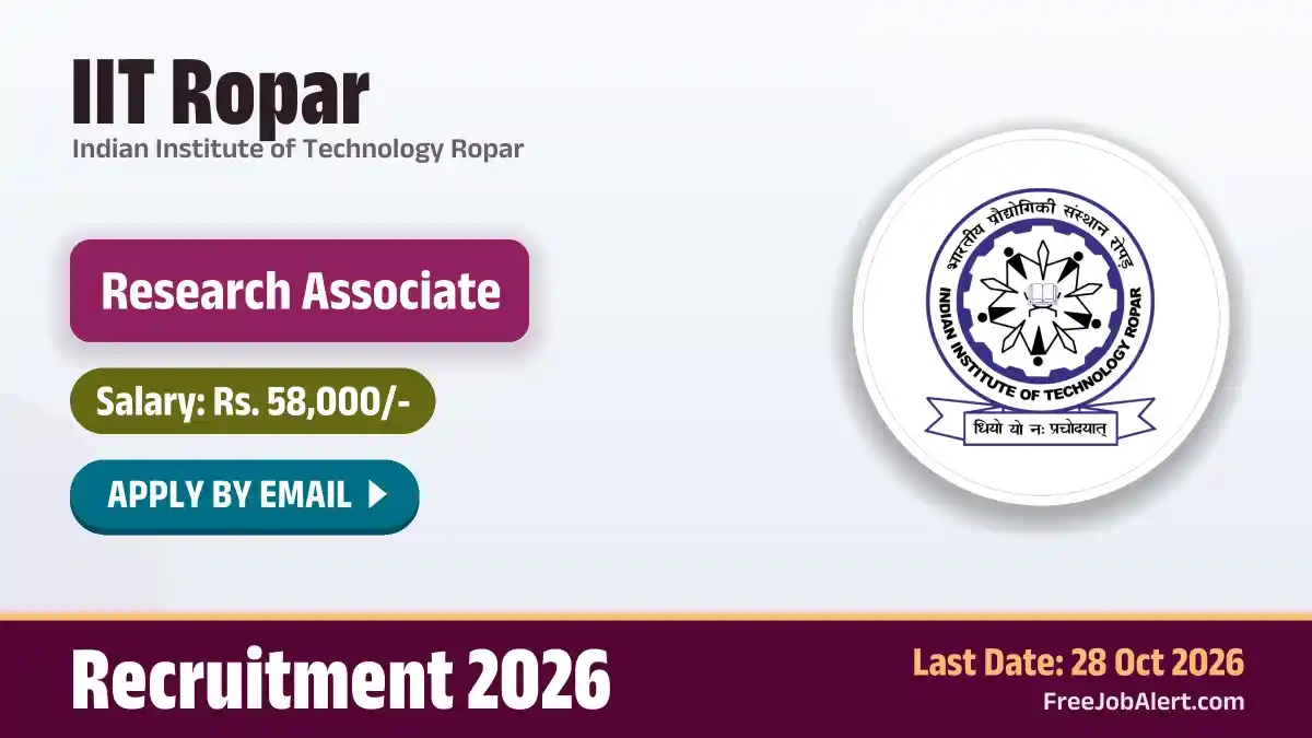 IIT Ropar Research Associate Recruitment 2026 – Apply Online