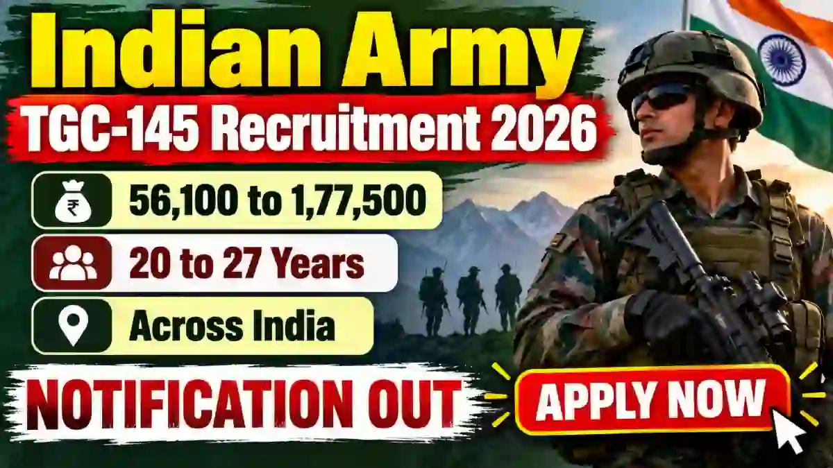 Indian Army TGC 145 Recruitment 2026 – Notification Out, Apply Online Indian Army TGC 145 Recruitment 2026 – Notification Out, Apply Online
