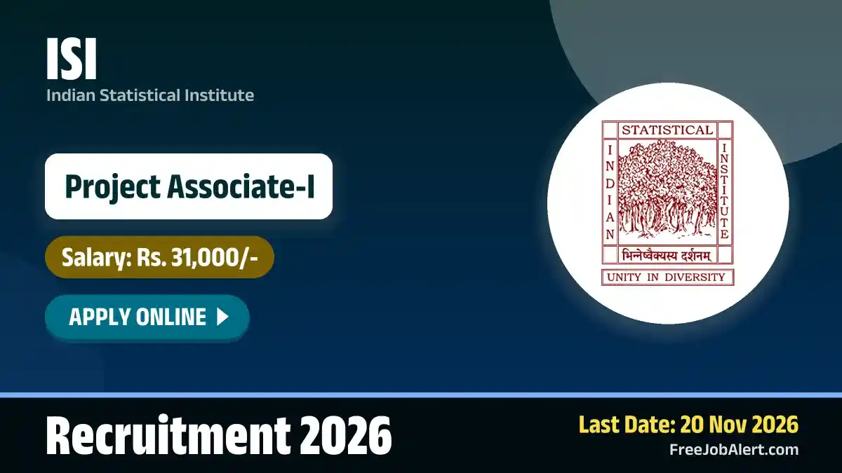 ISI Project Associate I Recruitment 2026 – Apply Online
