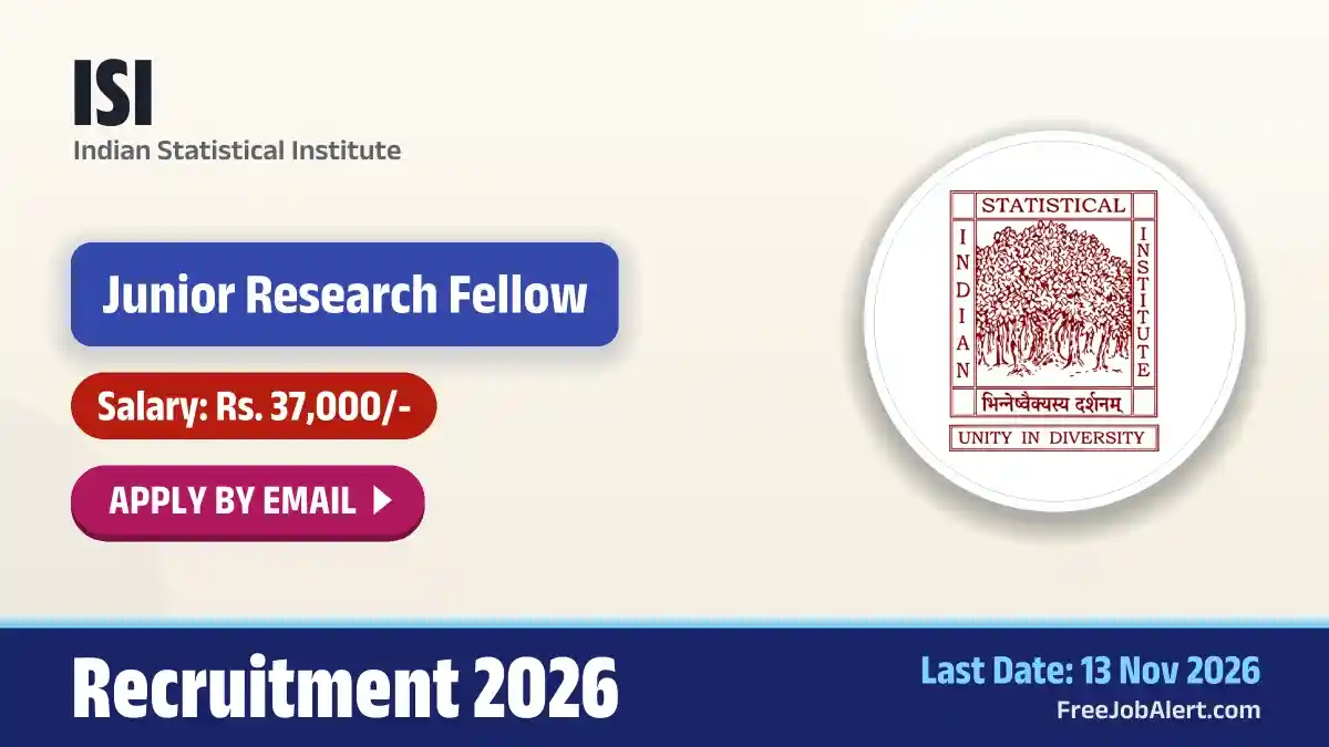 ISI Project Linked Junior Research Fellow Recruitment 2026 – Apply Online