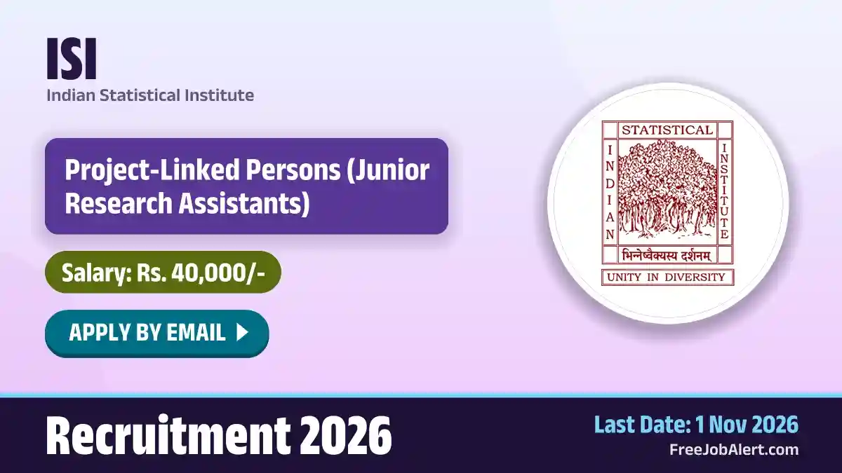 ISI Project-Linked Persons Recruitment 2026 – Apply Online ISI Project-Linked Persons Recruitment 2026 – Apply Online