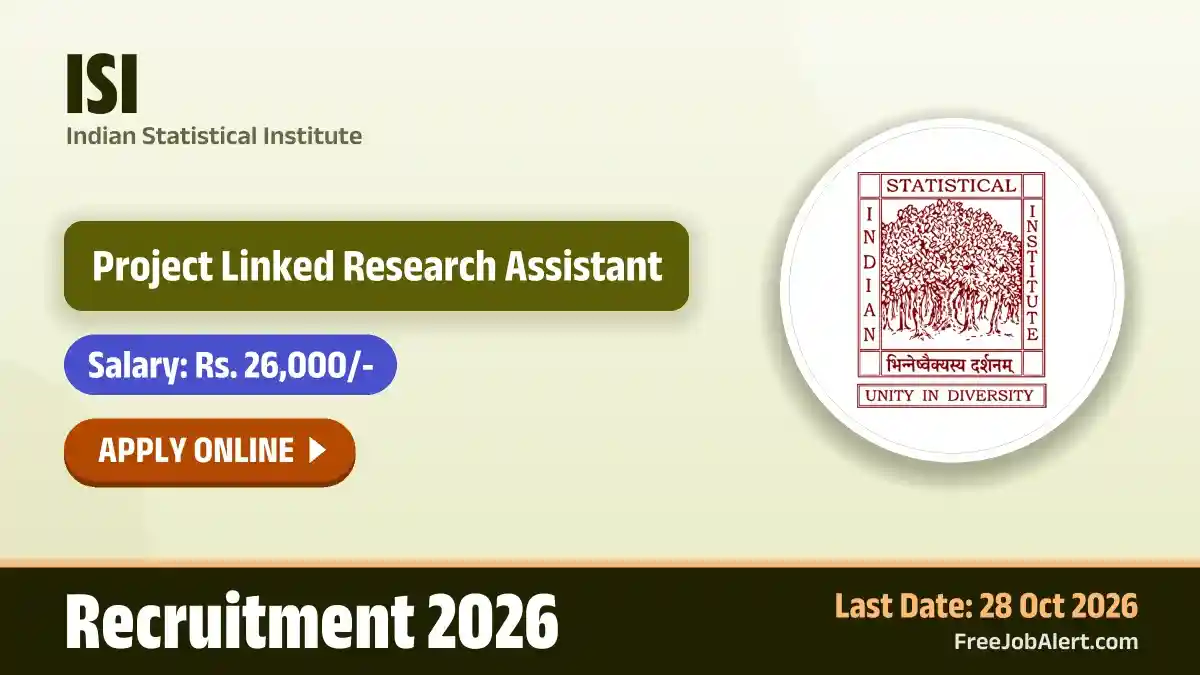 ISI Project Linked Research Assistant Recruitment 2026 – Apply Online ISI Project Linked Research Assistant Recruitment 2026 – Apply Online
