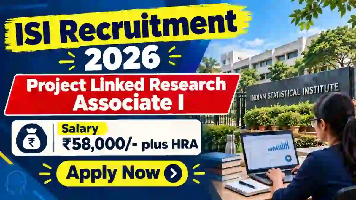 ISI Project Linked Research Associate I Recruitment 2026 - Apply Online ISI Project Linked Research Associate I Recruitment 2026 - Apply Online
