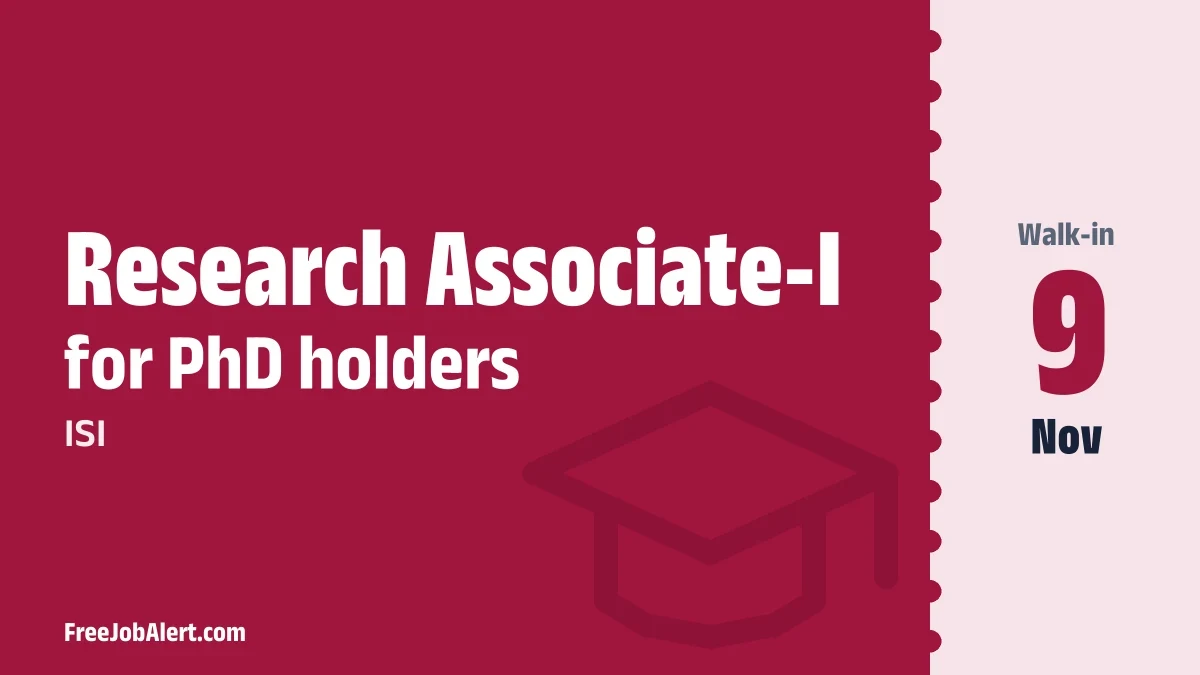 ISI Research Associate I Recruitment 2026 – Apply Online ISI Research Associate I Recruitment 2026 – Apply Online