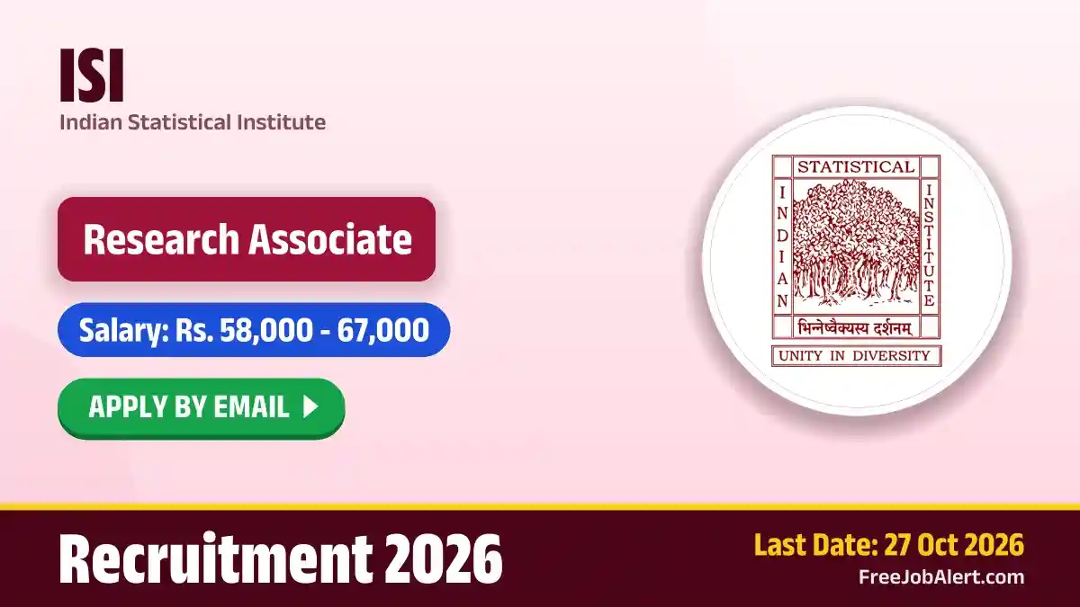 ISI Research Associate Recruitment 2026 – Apply Online