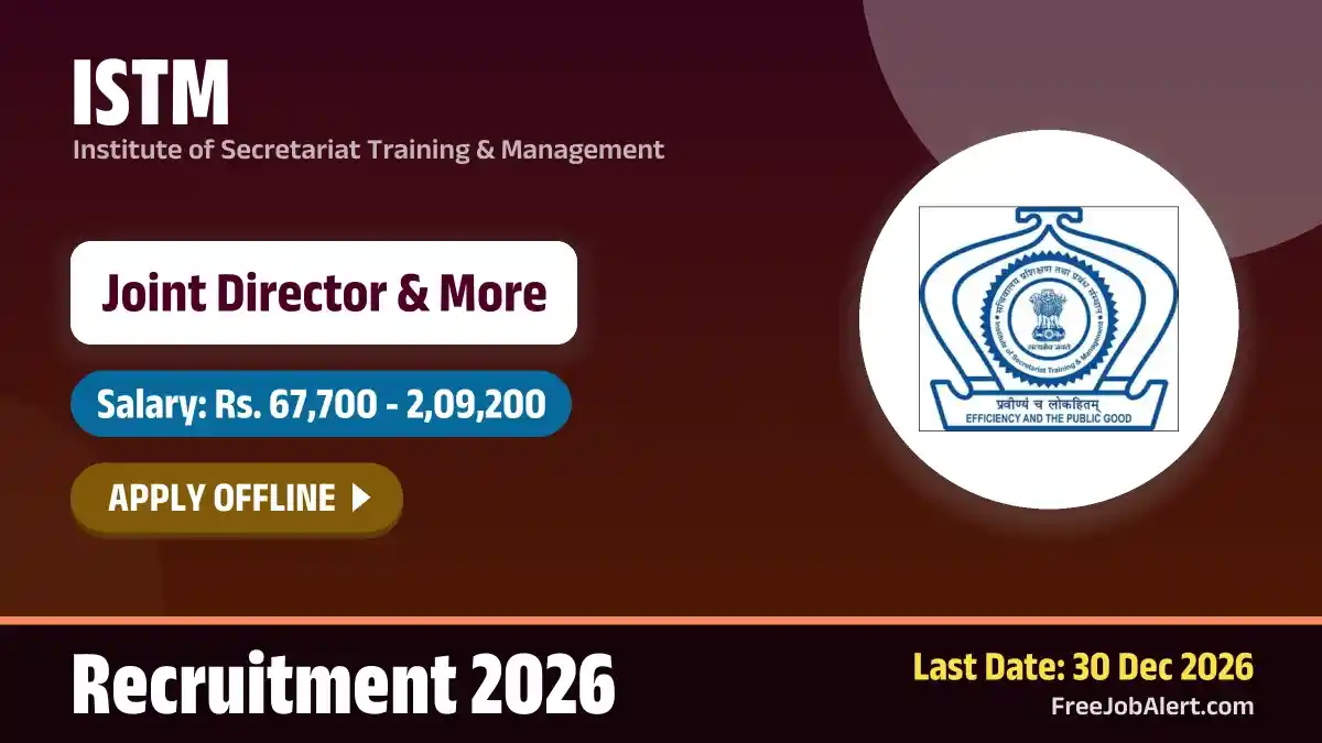 ISTM Recruitment 2026 – Apply Offline for 2 Joint Director, Deputy Director Posts ISTM Recruitment 2026 – Apply Offline for 2 Joint Director, Deputy Director Posts