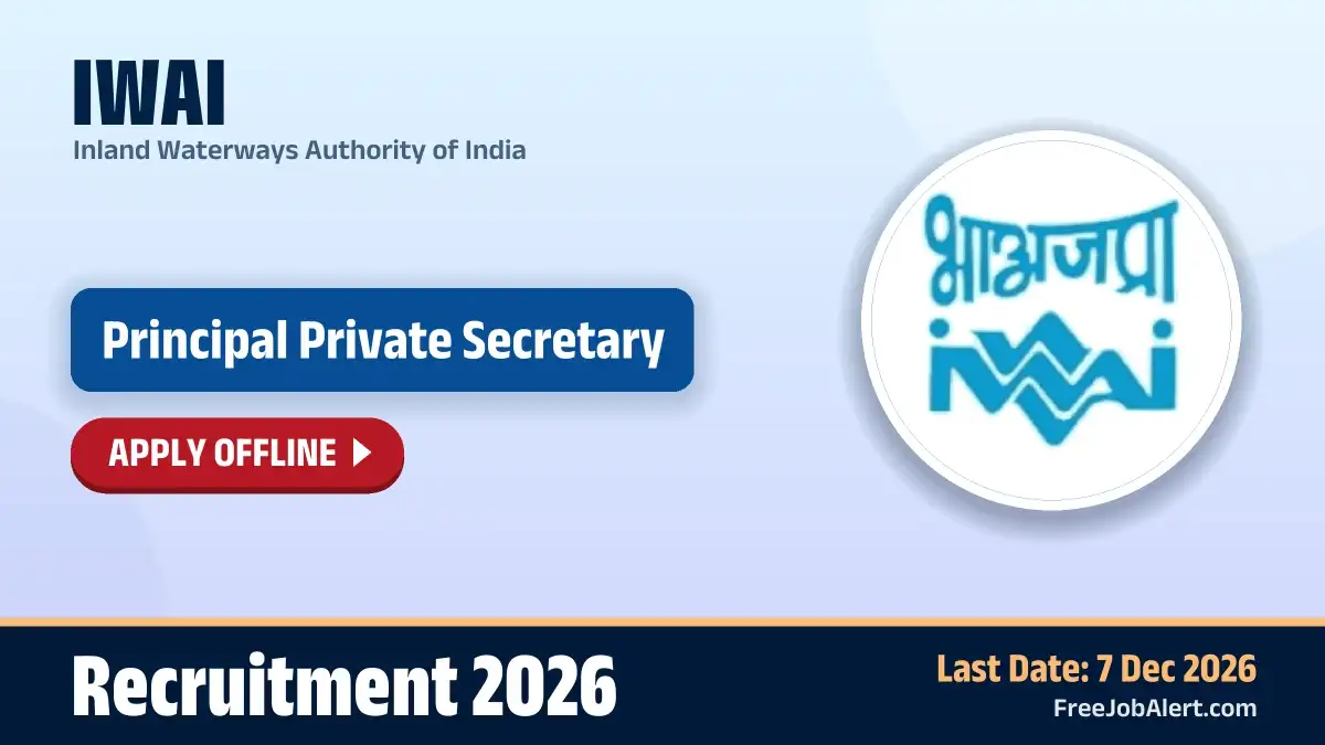 IWAI Principal Private Secretary Recruitment 2026 – Apply Offline IWAI Principal Private Secretary Recruitment 2026 – Apply Offline