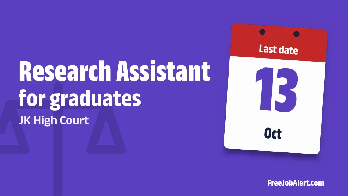 JK High Court Research Assistant Recruitment 2026 – Apply Online for 7 Posts JK High Court Research Assistant Recruitment 2026 – Apply Online for 7 Posts