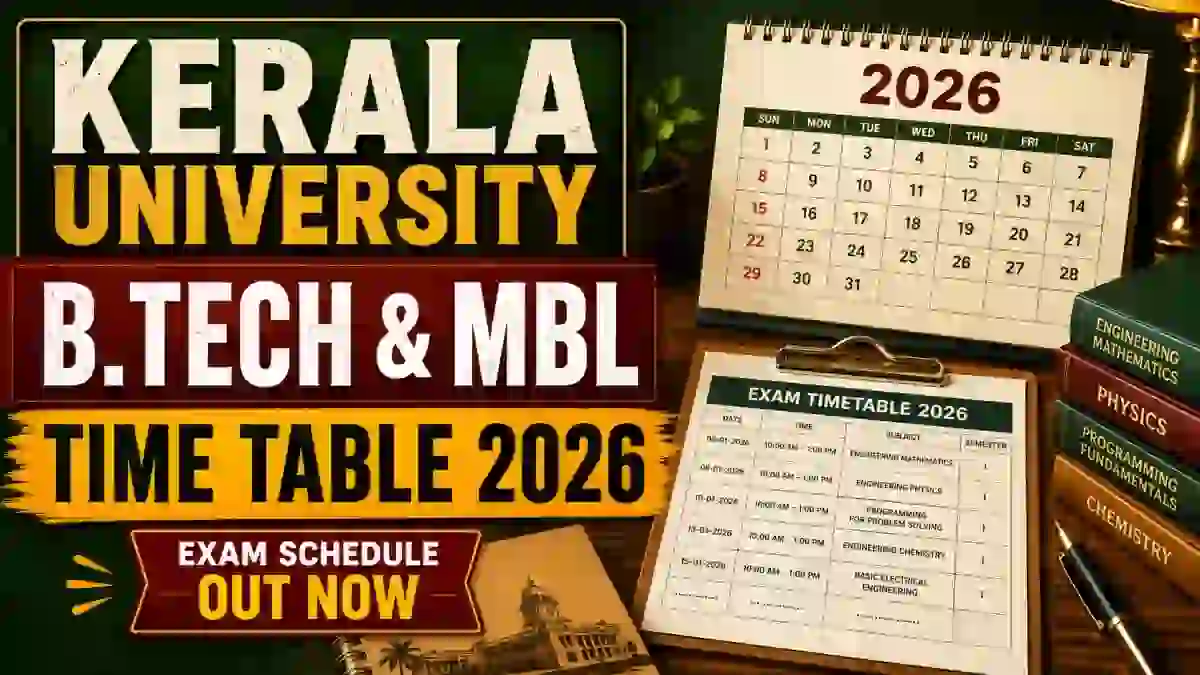 Kerala University Time Table 2026 Out - Check MBL & B.Tech Date Sheets Kerala University Time Table 2026 Out - Check MBL & B.Tech Date Sheets