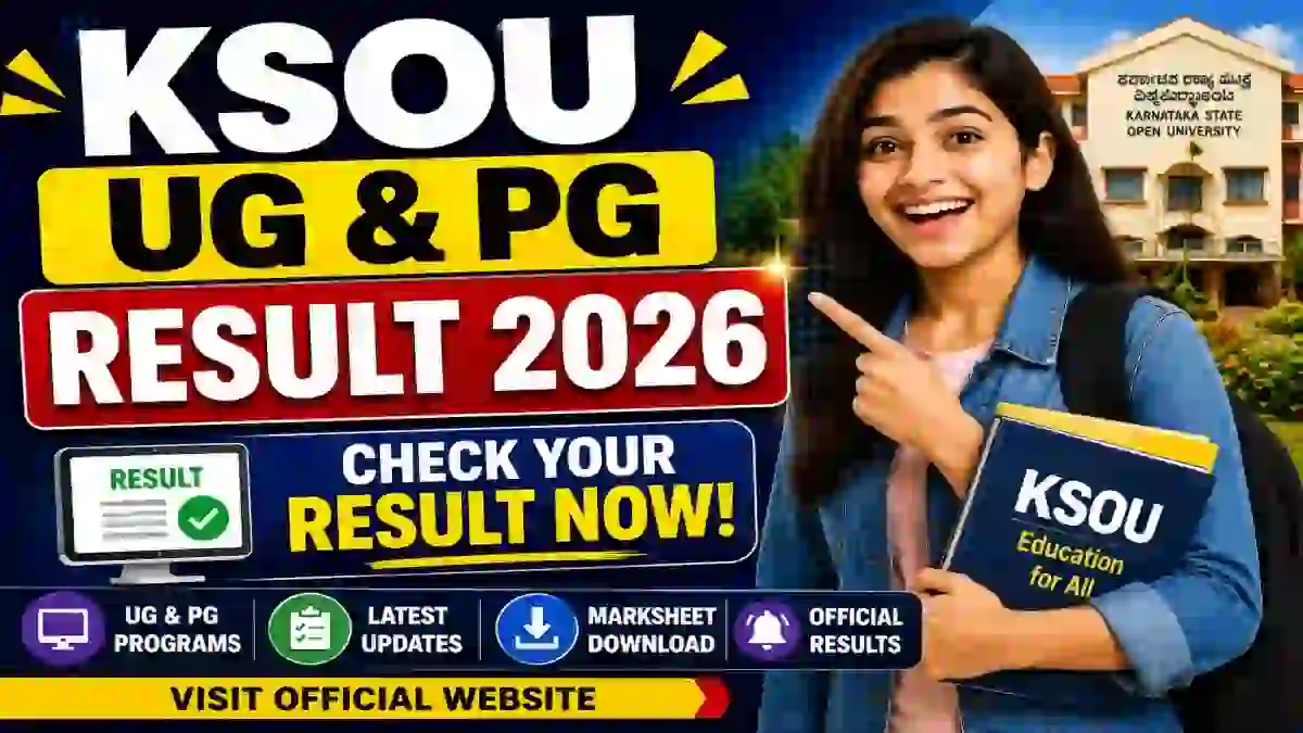 KSOU Result 2026 Out - Check BCA, B.Com & M.Sc Results Online at ksouportal.com KSOU Result 2026 Out - Check BCA, B.Com & M.Sc Results Online at ksouportal.com